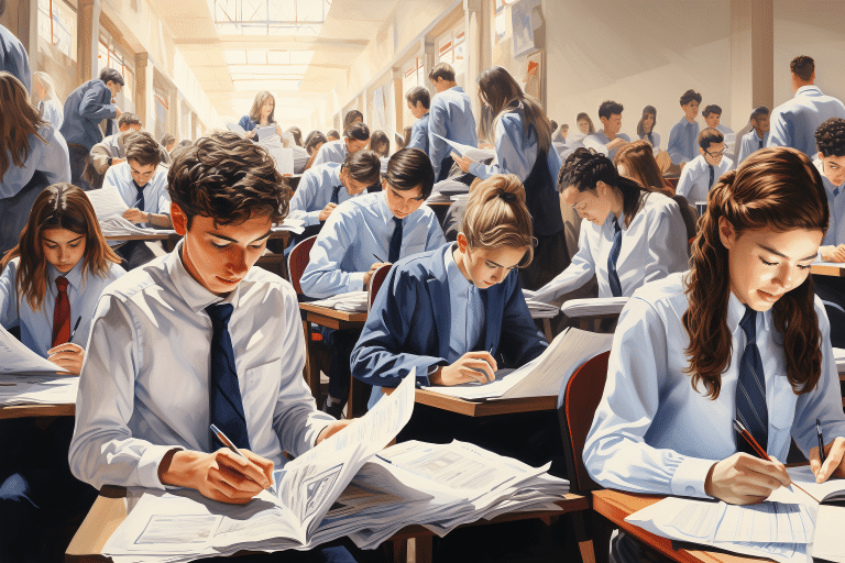 students doing work for their exams