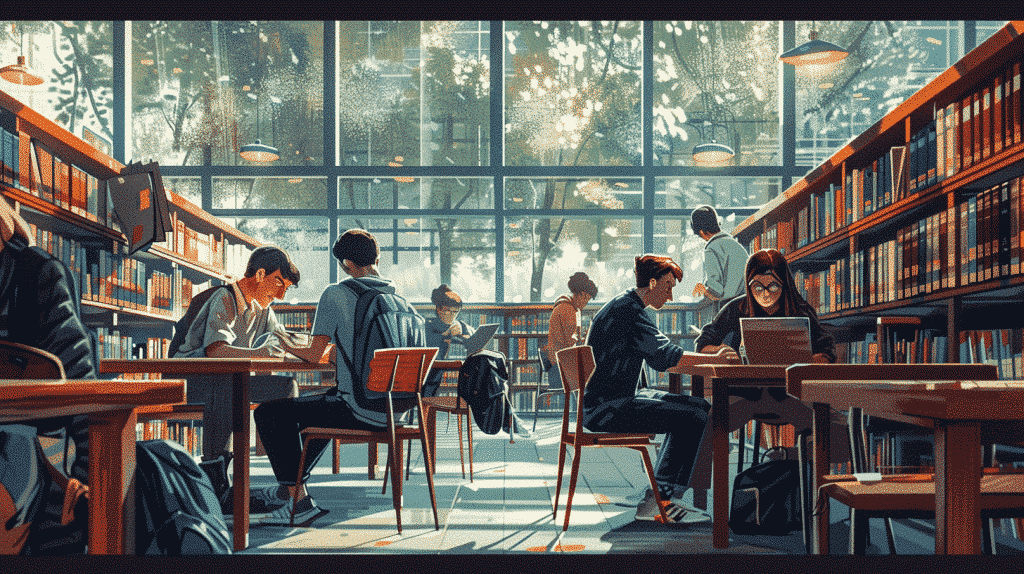 Interactive AI resources library student language studies.