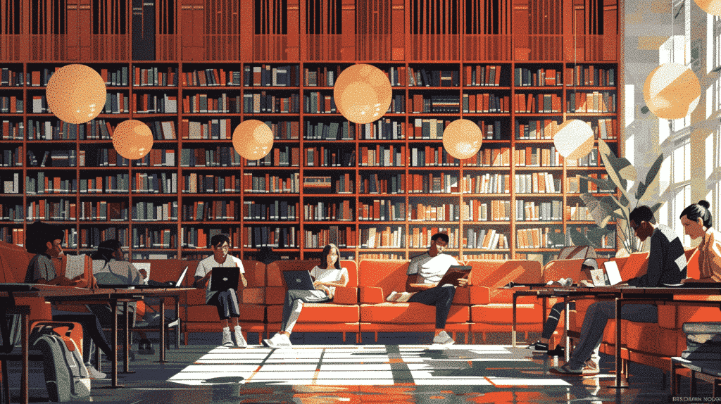AI ensures effective learning languages in the library.