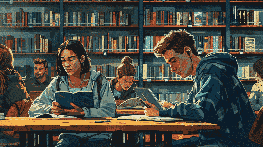 AI advancements aiding students in language library study.