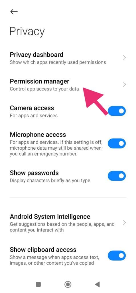 Step 2 of step-by-step instructions on how to turn on microphone access on Android phone