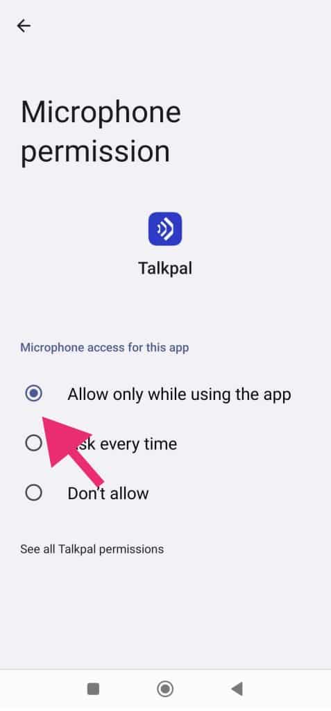 Step 5 of step-by-step instructions on how to turn on microphone access on Android phone