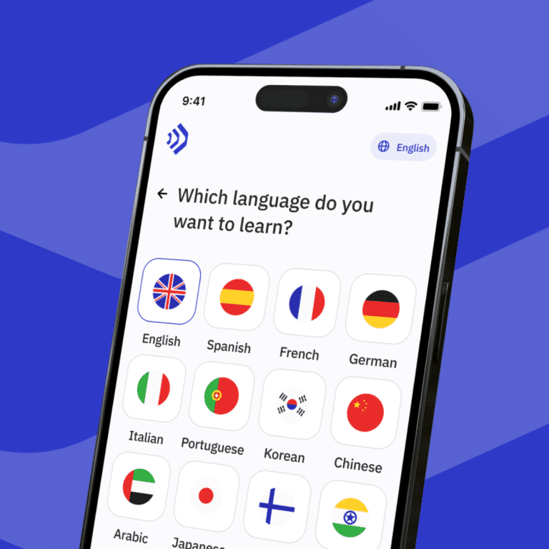Language learning app interface
