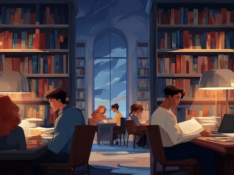 Students sit in partitioned study booths with laptops and books for learning languages in a quiet library.