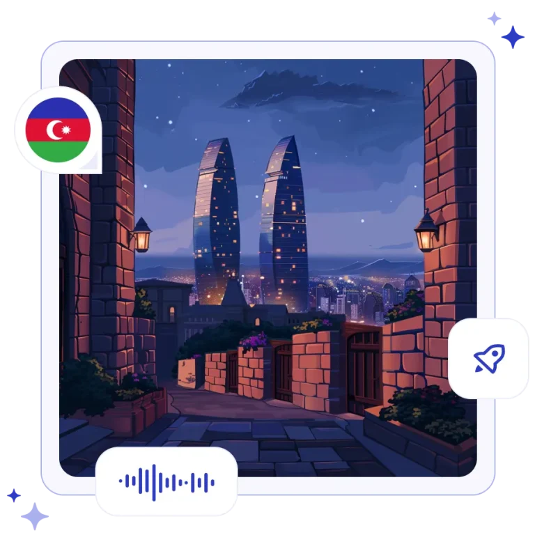 The futuristic sweeping glass of the modern Flame Towers towering over the historic stone walls of Baku's old city.