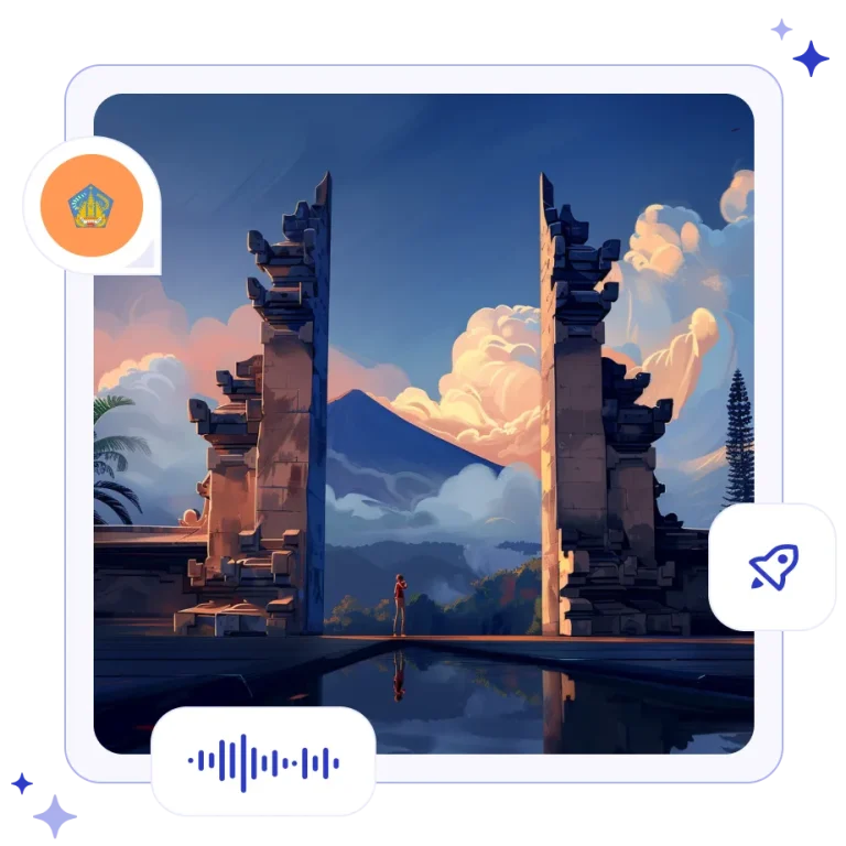 The towering ancient stone split gate of Pura Lempuyang perfectly framing Mount Agung in Bali, Indonesia.