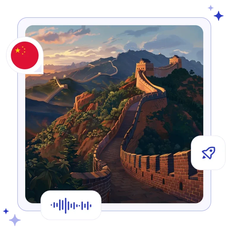 The Great Wall of China meandering majestically across the ridges of lush, mist-covered green mountains at sunrise.