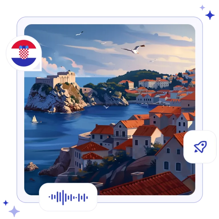 The walled Old Town of Dubrovnik with terracotta roofs contrasting against the crystal-clear waters of the Adriatic Sea.