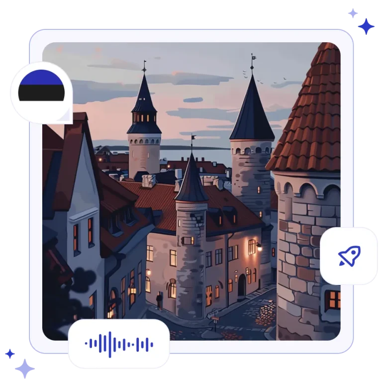 A view over the medieval red-tiled roofs and historic stone watchtowers of Tallinn's Old Town in Estonia.