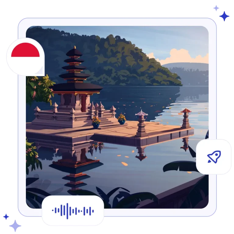 The Pura Ulun Danu Beratan water temple resting on the glassy surface of Lake Bratan in Bali, Indonesia.