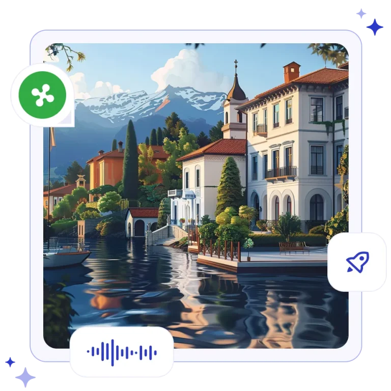 Elegant historic Italian villas with manicured gardens lining the serene shores of Lake Como beneath the Alps.