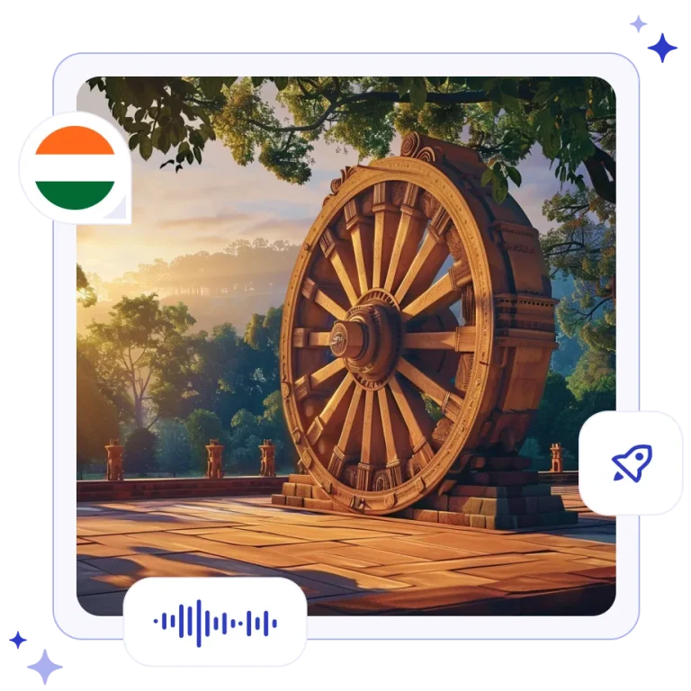 A highly detailed close-up of a massive carved stone chariot wheel at the ancient Konark Sun Temple in Odisha.
