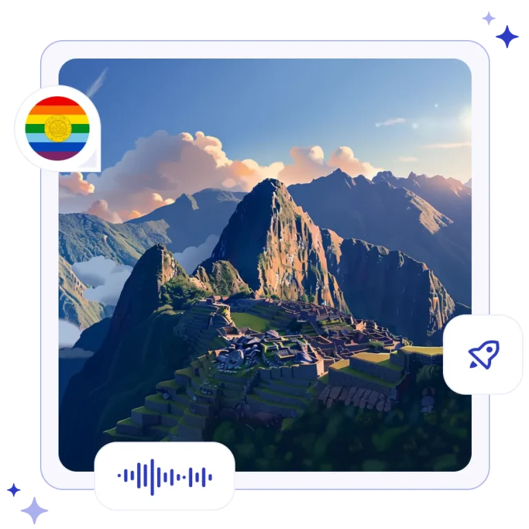 The ancient Incan stone ruins of Machu Picchu nestled high among the dramatic, mist-covered peaks of the Andes in Peru.